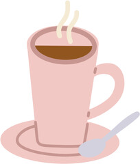 Hot coffee Picnic colorful doodle icon. Outdoor Vector illustration. Hand drawn flat style.