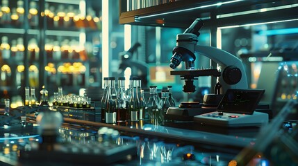 Naklejka premium Determination driving genetic engineering advancements in a modern lab