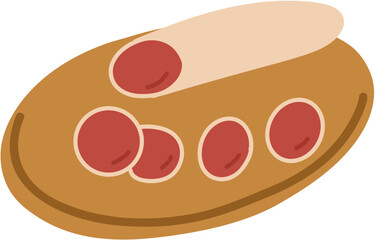 Saucisse Picnic colorful doodle icon. Outdoor Vector illustration. Hand drawn flat style.