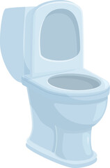 White toilet bowl standing on floor with open lid, plumbing and bathroom fixture for hygiene
