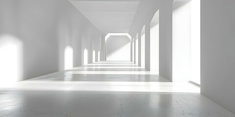Fototapeta premium Abstract white gradient background with empty room feel 3D rendering. Concept Abstract, White Gradient, Background, Empty Room, 3D Rendering