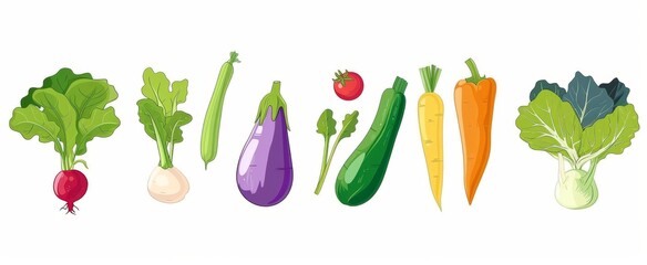Vector illustration of different vegetables on a white background
