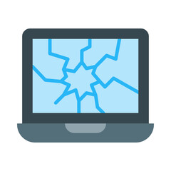 Broken Laptop Flat Icon