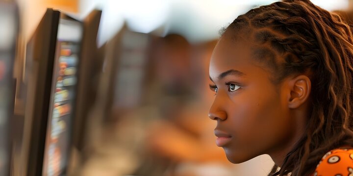 Student intensely learning coding with determination and focus on programming intricacies. Concept Coding Education, Determined Learning, Programming Focus, Student Enthusiasm, Technical Intricacies