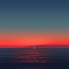 Obraz premium Simple horizon, sunset colors, wide frame, minimalist design for serene background