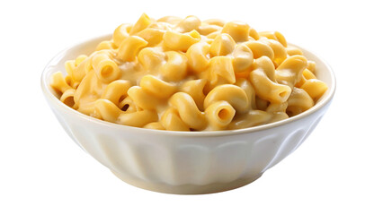 A bowl of creamy lobster mac and cheese. isolated on Transparent background.
