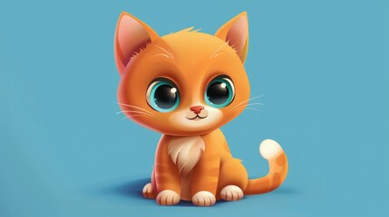 Fototapeta premium 2d illustration of an adorable cartoon cat icon