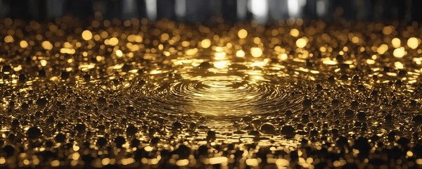 a close up of a gold colored background with a circular design