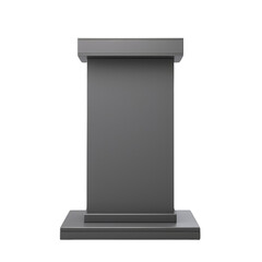 A simple, gray podium isolated on a black background. Perfect for presentations or speeches.