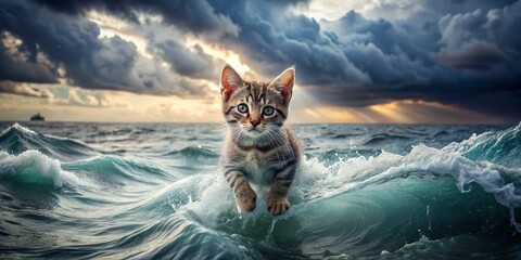 Obraz premium cat in the sea
