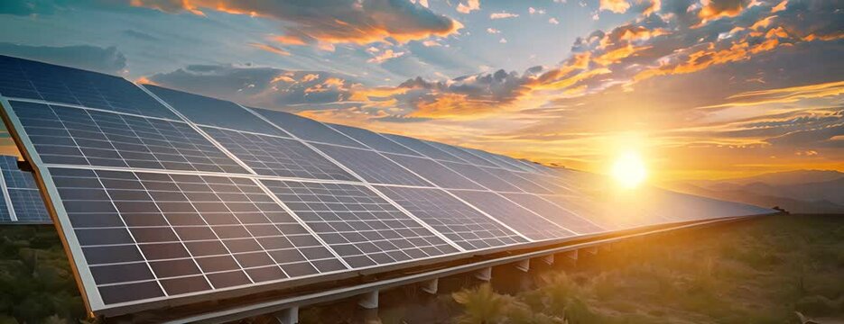 Solar panel farm to produce clean energy in Spain 4K Video