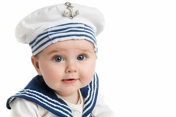 A baby wearing a sailor hat 