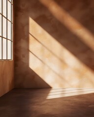 A brown wall and floor with light coming from the side. Background for product photography