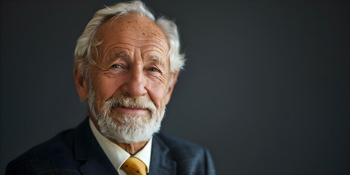 Portrait of elderly Caucasian businessman in professional studio setting smiling. Concept Studio Photography, Corporate Portraits, Business Attire, Happy Senior, Professional Headshots