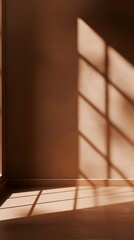 A brown wall and floor with light coming from the side. Background for product photography