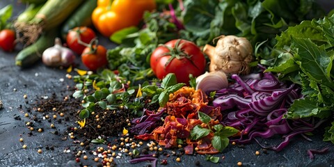 Reduce food waste by composting uneaten rotten vegetables instead of throwing them away. Concept Reduce Food Waste, Composting Vegetables, Sustainable Living, Eco-Friendly Practices