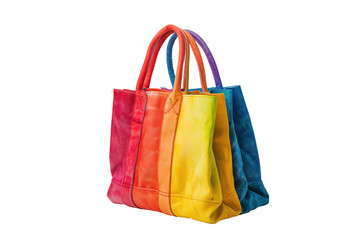 A vibrant rainbow tote bag with a classic silhouette. Perfect for summer fashion and LGBTQ+ pride.