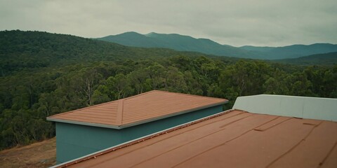 Modernist Skillion Roof: Single Slope Roofing on Solid Color Backdrop