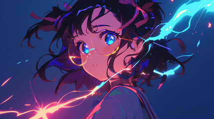 Naklejka premium a girl is practicing learning electrical magic