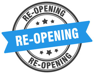 Obraz premium re-opening stamp. re-opening label on transparent background. round sign