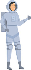 Astronaut is giving a thumbs up gesture, showing his approval and confidence