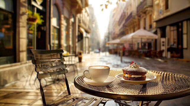 Coffee and cake on a parisian street