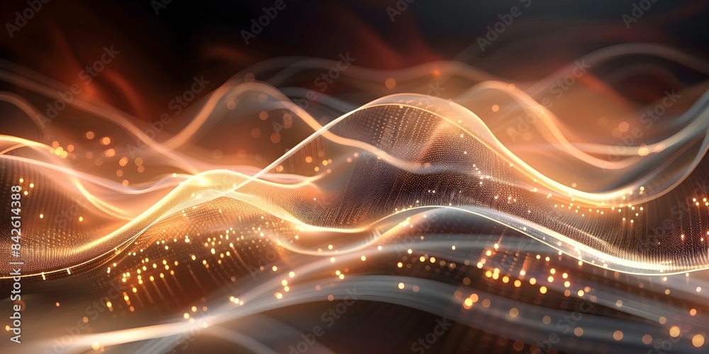 Poster digital abstract background featuring neural networks digital storage sound and graphic forms. conce