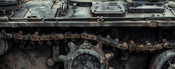 Close-up view of intricate details on a German tank showcasing wartime engineering
