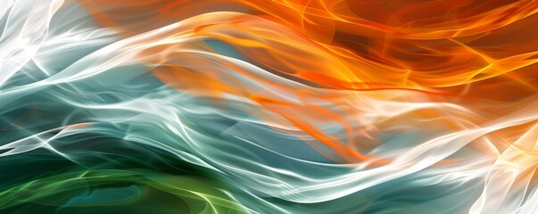Vibrant Indian flag colors in dynamic waves, perfect for patriotic backgrounds