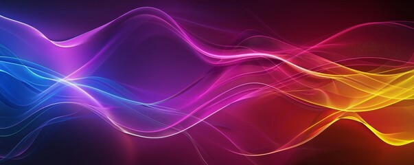Naklejka premium Vibrant abstract waves of color with luminous effect in purple, blue, and yellow hues