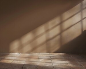 A brown wall and floor with light coming from the side. Background for product photography