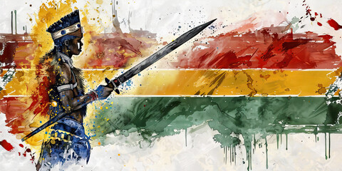 The South African Flag with a Zulu Warrior and a Conservationist - Imagine the South African flag with a Zulu warrior representing indigenous culture