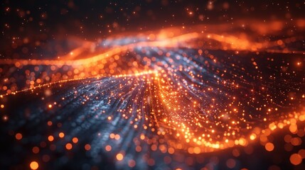 Obraz premium Glowing Particles Flowing in the Dark