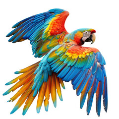 Obraz premium A vibrant blue-and-yellow macaw parrot with a hooked beak, native to tropical jungles