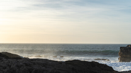 Ocean Surf, Sea Waves in Essaouira, Morocco Coast, Surf Motion with Foam and Spray