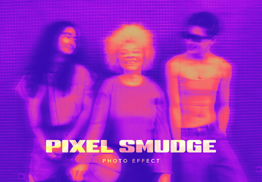 Smudged Pixels Photo Effect Mockup