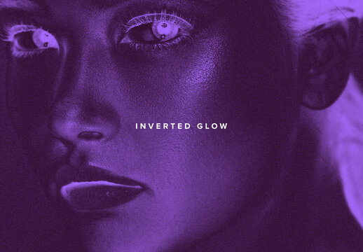 Purple Inverted Glow Photo Effect Mockup