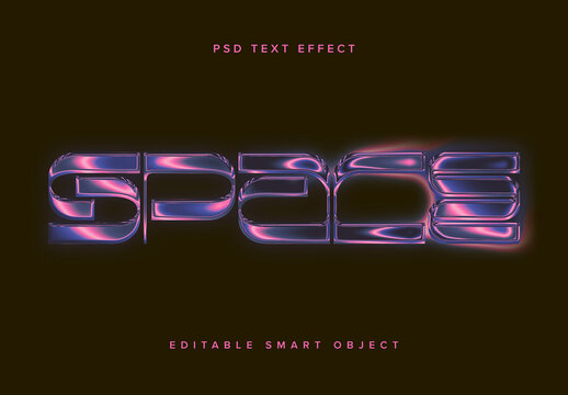 Glowing Metallic Chrome Text Effect Mockup