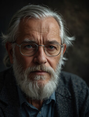 Timeless Portrait of an Elderly Man, A captivating portrait of an elderly man, this image beautifully captures the wisdom and experience etched into his features.