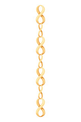 Metal chainlets with variety chain links. Gold illustration isolated on white background. Jewelry from precious metals. For jewelry store ad, fashion concept