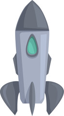 Cartoon rocket ship floating in space with no smoke or flames