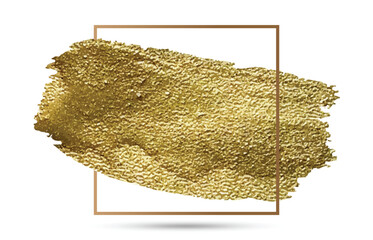 Gold brush stroke. gold paint brush smear stroke. realistic golden brush stroke with metallic effect. invitation, wedding, illustration as for sparkling design element.