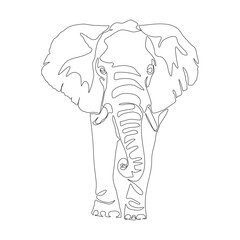 One continuous line drawing of a elephant. Animal concept. Single line draw design vector graphic illustration.