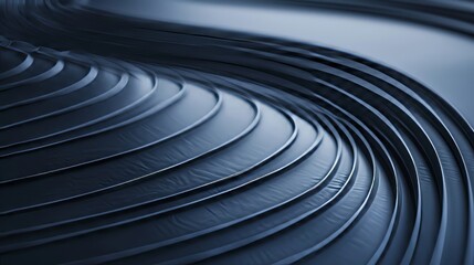 Obraz premium closeup of abstract arcs of light, linocut art, monochromatic navy blue, isometric angle, in the style of gradient blurred wallpapers, depth of field, minimalistic simplicity, close-up, minimalistic w