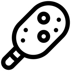 Chocolate almond ice cream bar. Editable stroke vector icon.