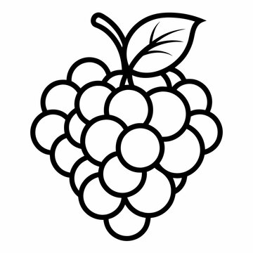 recommend clip art: A bunch of grapes with leaves line art vector illustration 