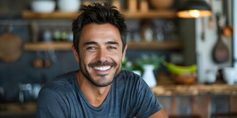 Joyful Man Smiling and Laughing. Concept Happy man, Smiling guy, Cheerful dude, Laughing portrait, Joyful expression
