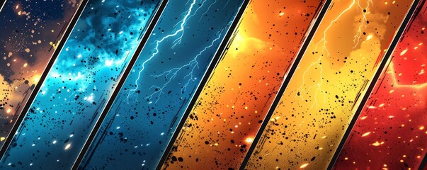 Colorful comic book style background with dynamic explosion effects