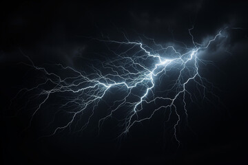 Illustration of natural phenomena, large lightning in the dark sky. It is an unusual picture for collages.