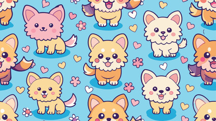 cute  dogs seamless pattern background
